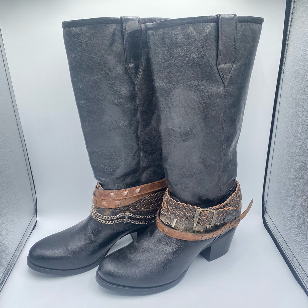 Durango Philly DRD0072 14” Lstyl Western Cowboy Boots Womens Size 9 Belt Buckle